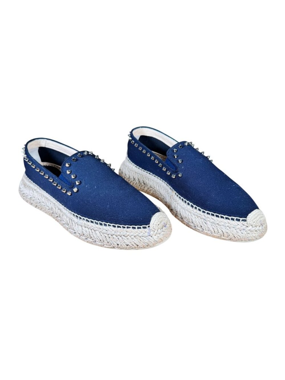 Christian Louboutin Espaboat Obscur Black Espadrille Spiked Shoes EU 42 US 12